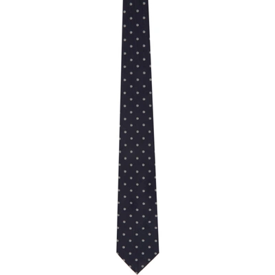 Dunhill Navy Silk Hexbolt Tie In 059 Ink