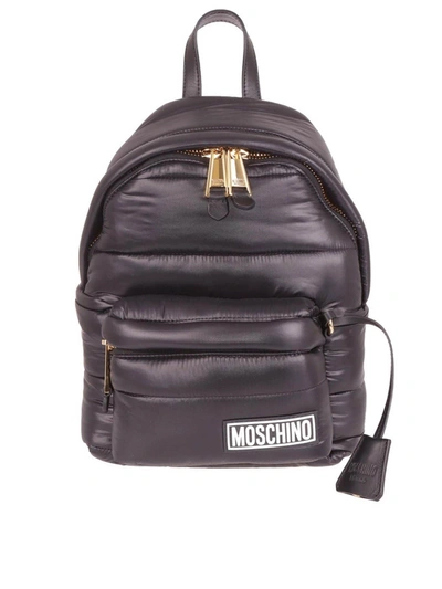 Moschino Padded Nylon Backpack In Black