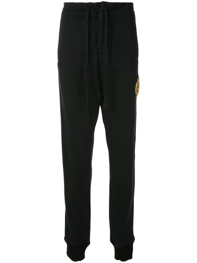 Greg Lauren Embroidered Patch Trousers In Black