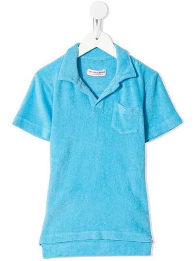 Orlebar Brown Kids' Digby Towelling Polo Shirt In Blue