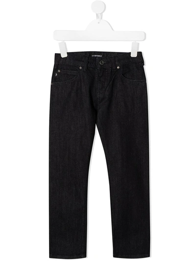 Emporio Armani J45 Brushed Cotton Jeans In Blue