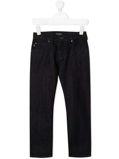 Emporio Armani Kids' J45 Brushed Cotton Jeans In Blue