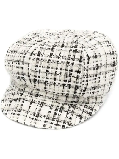 Dolce & Gabbana Tweed Baker Boy Hat With Visor In White