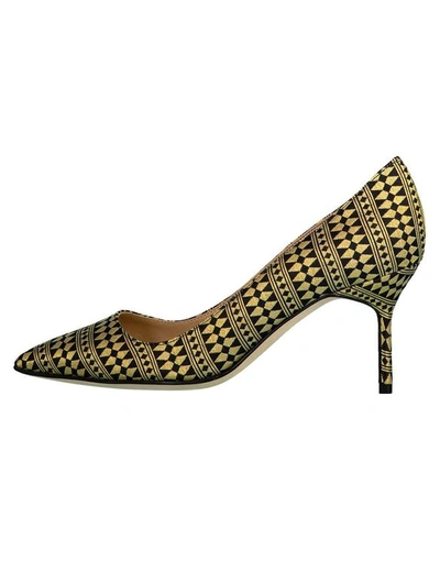 Manolo Blahnik Jacquard Bb Pump In Blk/gld