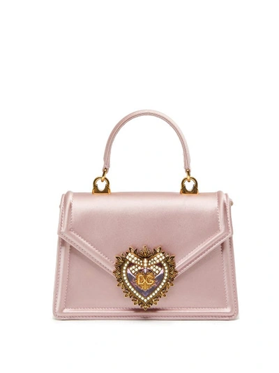 Dolce & Gabbana Devotion Small Satin Handbag In Pink