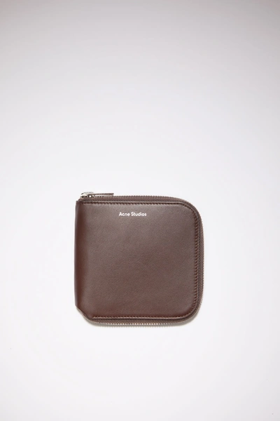 Acne Studios Zippered Wallet Dark Brown In Zippered Wallet