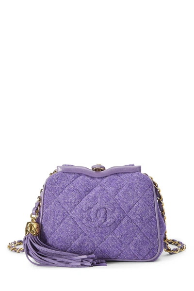 Pre-owned Chanel Purple Quilted Tweed Kiss Lock Belt Bag