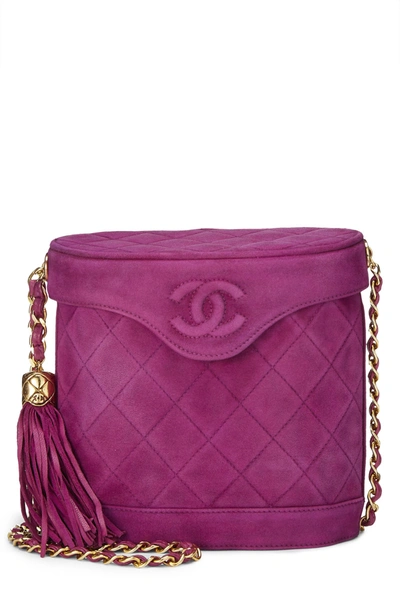 Pre-owned Chanel Purple Quilted Suede Binocular Bag Medium
