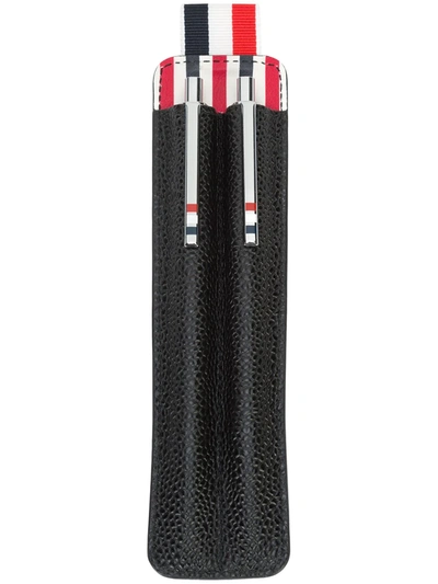 Thom Browne Pen And Pencil Set With Case In Pebble Grain In Black