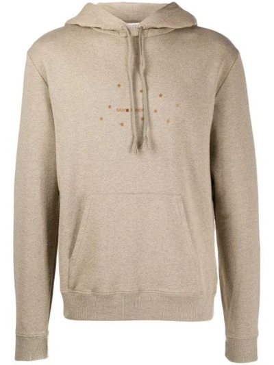 Saint Laurent Star Print Hoodie In Neutrals
