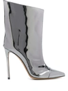 Alexandre Vauthier Wide Chrome Heeled Boots In Silver