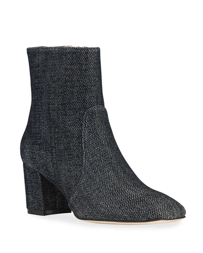 Stuart Weitzman Nirvana Denim Block-heel Zip Ankle Booties In Indigo