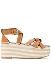 Loewe 70mm Gate Leather Platform Wedges In Beige