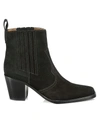 Ganni Western Suede Ankle Boots In Black