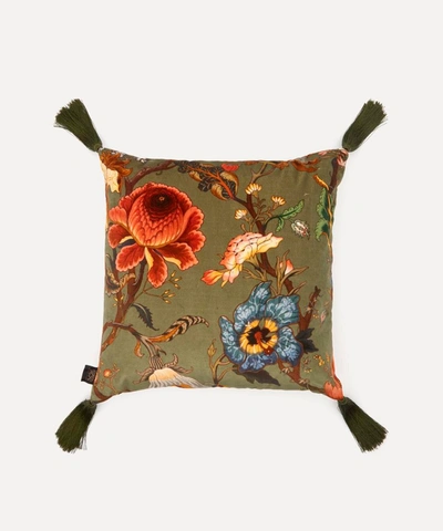 House Of Hackney Artemis Medium Velvet Cushion In Moss Green