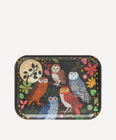 Avenida Home Night Owls Small Birch Wood Tray In Multicoloured