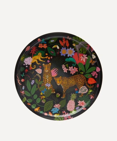 Avenida Home Tropical Round Birch Wood Tray In Multicoloured