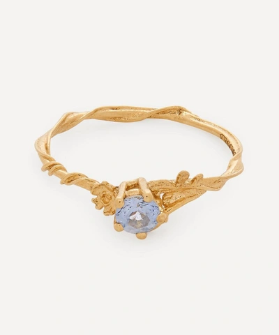 Alex Monroe Gold Rosa Alba Sky Blue Sapphire Ring