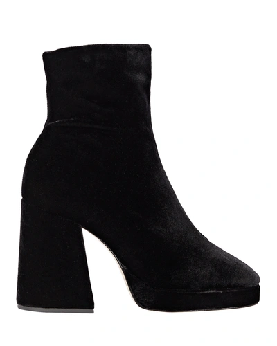 Schutz S-carys Velvet Platform Ankle Boots In Black