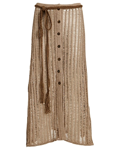 Solid & Striped Vivienne Crochet Midi Skirt In Beige