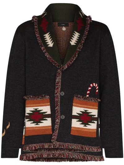 Alanui Hi There Merry Christmas Card Cardigan In Brown