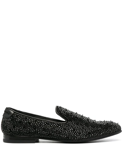 Philipp Plein Studded Leather Loafers In Black