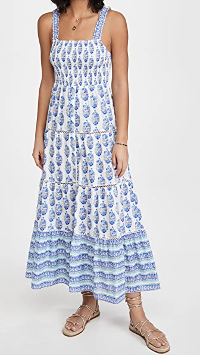 Playa Lucila Smock Border Dress In Blue Border Print Combo