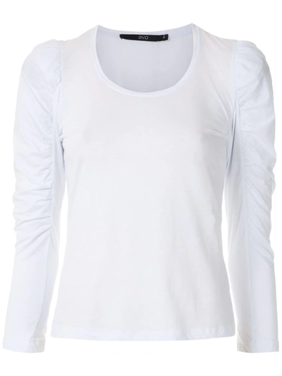 Eva Ruched Sleeves Top In White