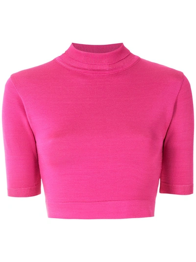 Eva Stand-up Collar Top In Pink