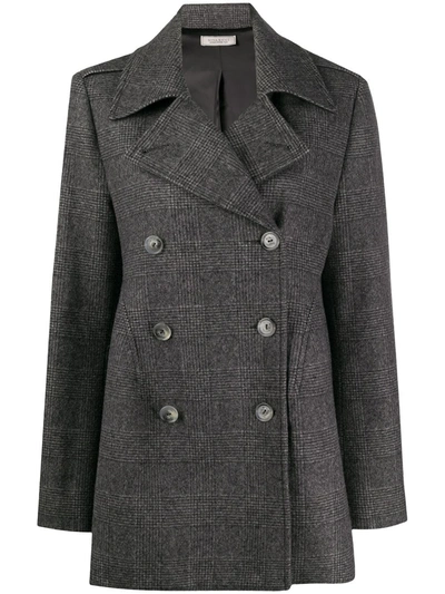 Nina Ricci Checked Woven Coat In Grey