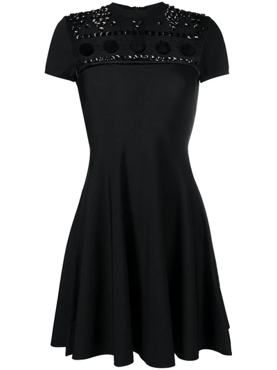 Valentino Polka Dot Embroidery Knitted Dress In Black