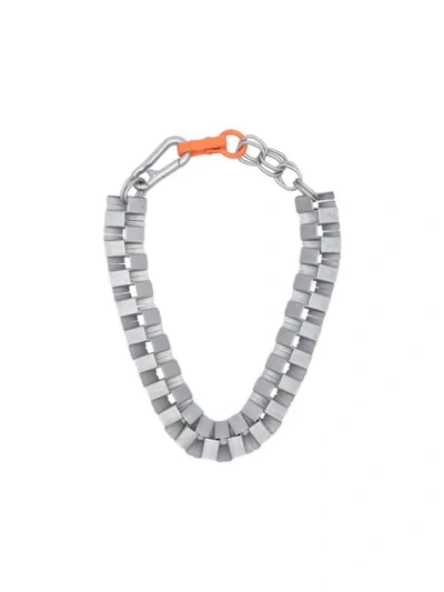 Heron Preston Geometric Cubic Necklace In Silver