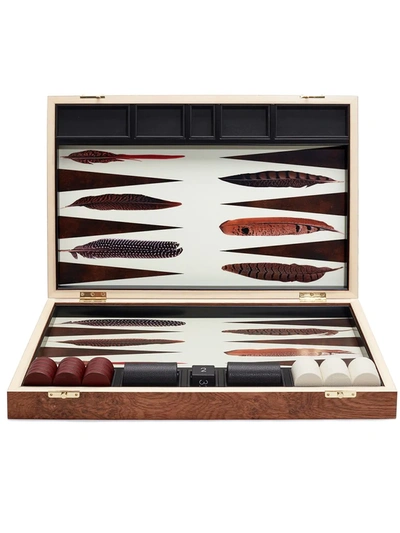 Alexandra Llewellyn Tournament Size Pheasant Backgammon Set In Neutrals