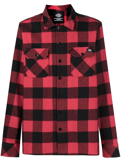 Dickies Construct Sacramento Check Shirt In Red