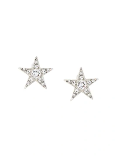 Oscar De La Renta Crystal-embellished Star Earrings In Silver