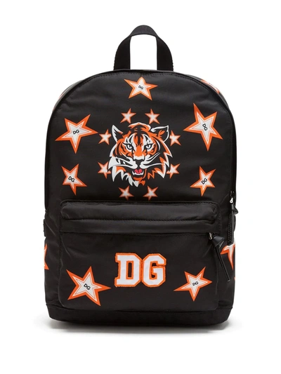 Dolce & Gabbana Kids' Tiger And Star-print Backpack In Black