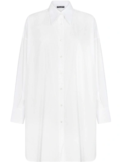 Dolce & Gabbana High-low Hem Tunic Shirt In White
