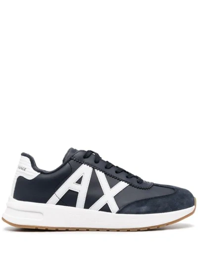 Armani Exchange Side-logo Lace-up Sneakers In Blue