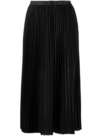 Armani Exchange Pleated Midi Skirt In Black