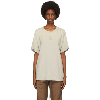 Fear Of God Beige Felted 'fg' T-shirt In Concretewht