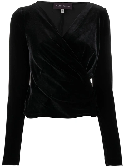 Talbot Runhof Cassiopeia1 Wrap Velvet Top In Black