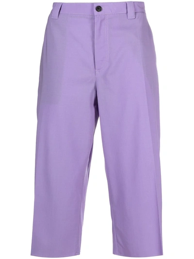 Versace Cropped Chino Trousers In Purple