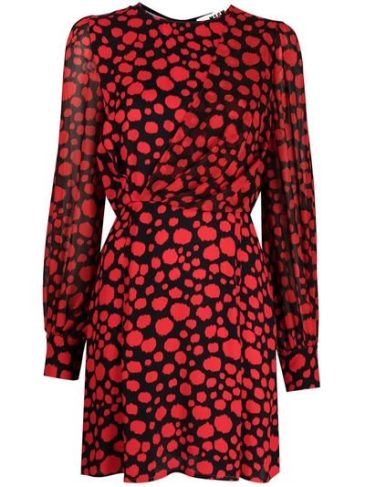 Msgm Ruched Dotted Mini Dress In Red