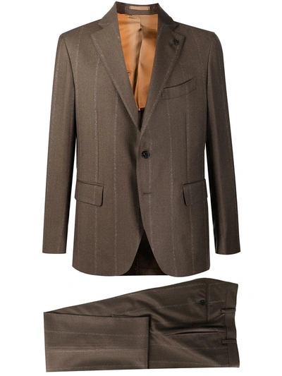 Gabriele Pasini Striped Two-piece Wool Suit In Brown