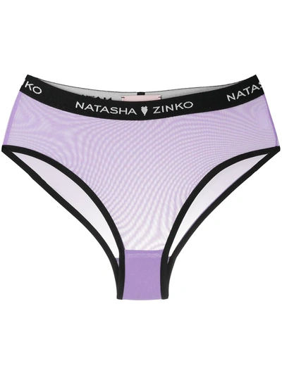 Natasha Zinko Logo Print Briefs In Purple