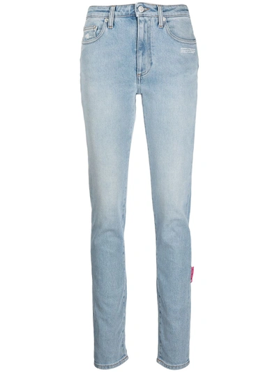 Off-white Light Blue Cotton Denim Straight Pants