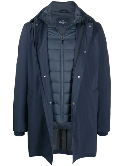 Hackett Layered Padded Coat In Blue