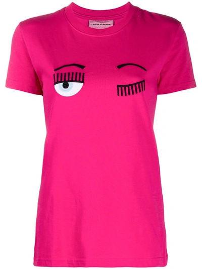 Chiara Ferragni Flirting Embroidered T-shirt In Pink