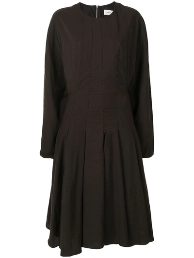 Lemaire Long-sleeved Flared Dress In Brown
