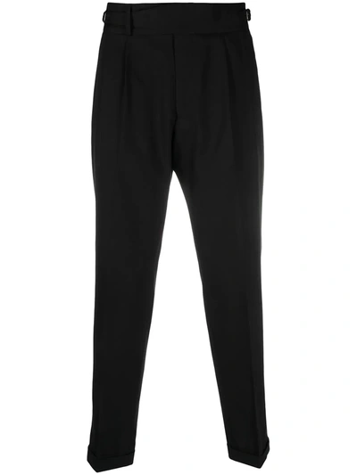 Z Zegna Tapered Wool-blend Trousers In Black